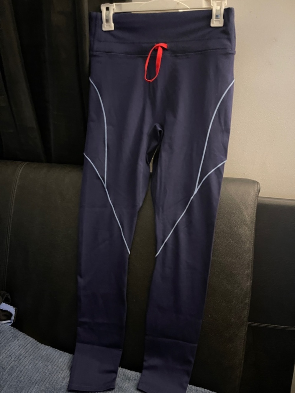 Fabletics Motion365 High Rise Navy Blue Panelled Leggings Size Large